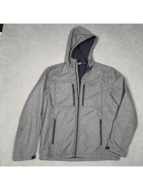 Reebok Mens Hybrid Softshell Fleece Jacket Grey Full Zip Size Large